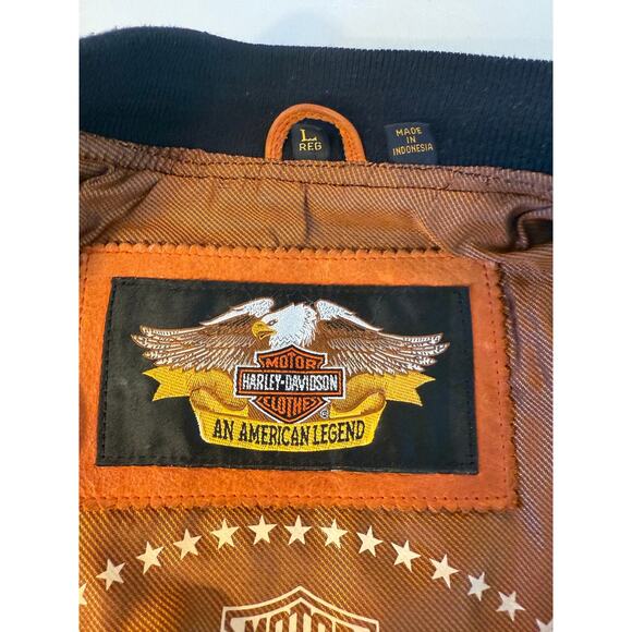 Vintage Harley-Davidson Classic Power Varsity Leather Jacket L | 90s Biker Moto - Picture 5 of 11